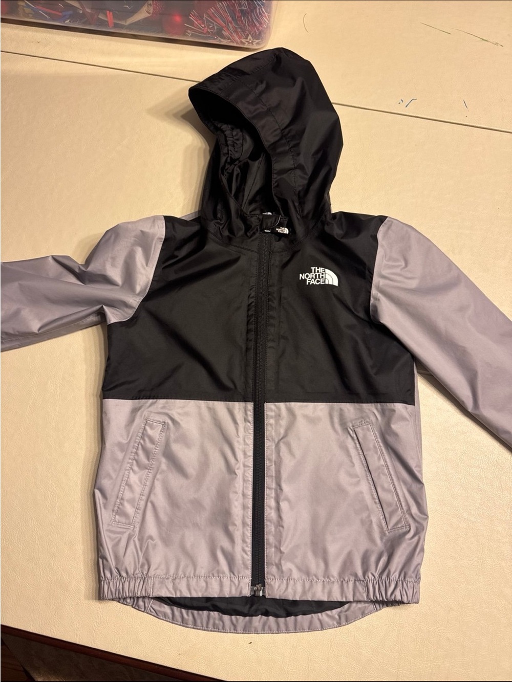 The North Face Kids Two-Tone Black and Light Gray Raincoat